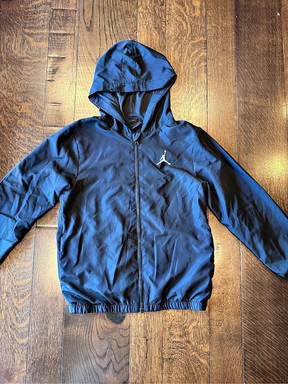 Jordan Boys Jumpman Full-Zip Hooded Windbreaker Jacket Blue Size Medium (10/12)